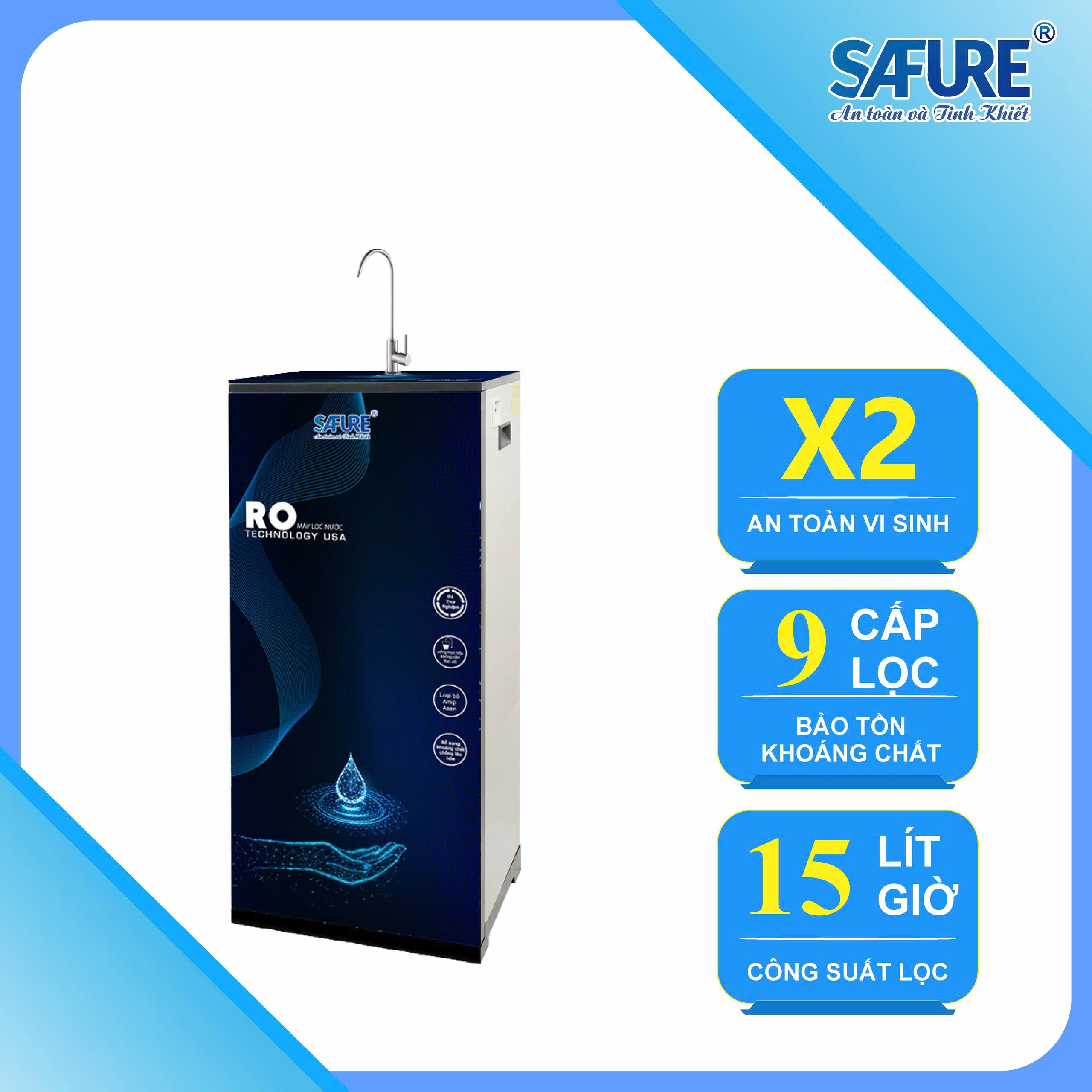 MÁY LỌC NƯỚC SAFURE 9 CẤP VỎ 3D MODEL:SE109-S